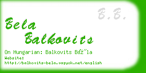 bela balkovits business card